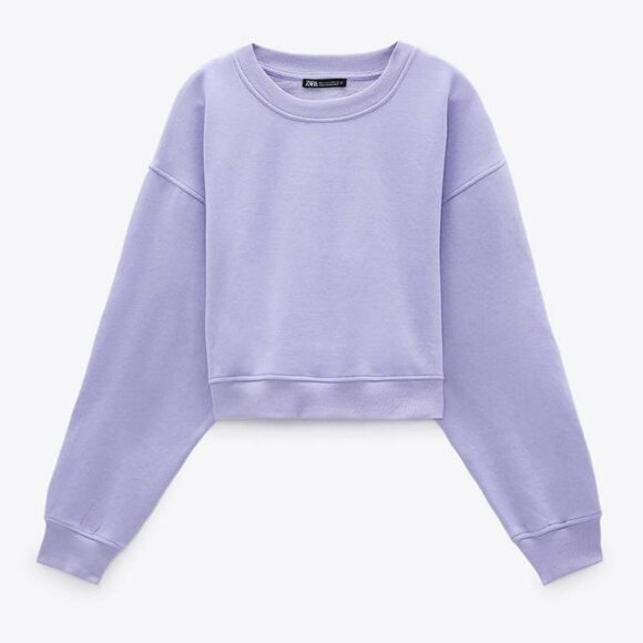 Zara Tops - Zara Lavender Purple Cropped Sweatshirt